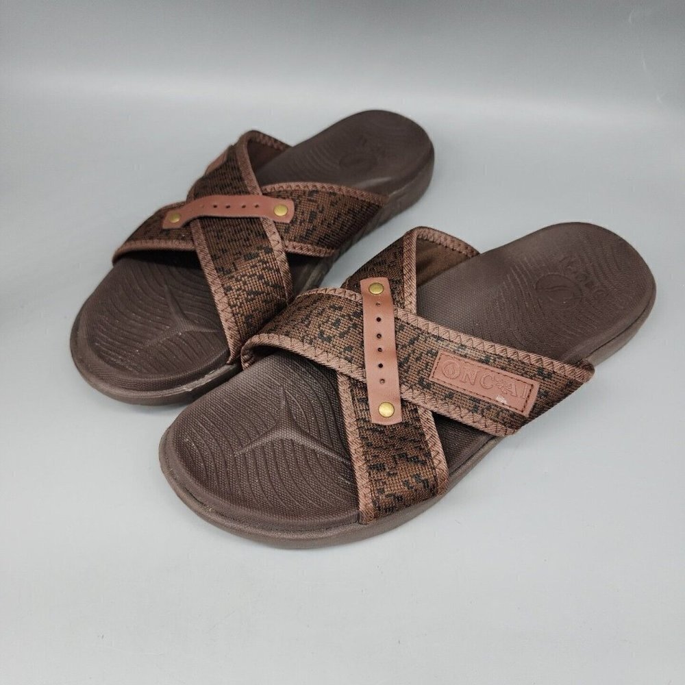 ONCAI Mens Criss Cross Sandals Arch Support Recovery Sport Slippers Slides 46